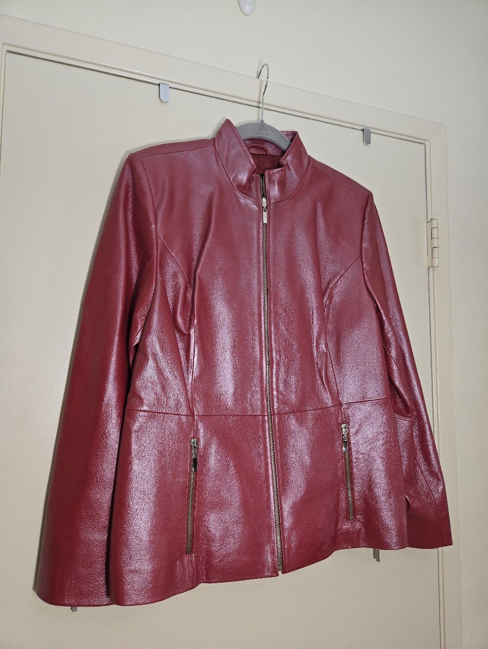 Vintage Terry Lewis Classic Luxeries Red Leather Zip Up  Jacket Size M